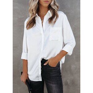 4TH & RECKLESS Button Down Shirt in White Size Medium